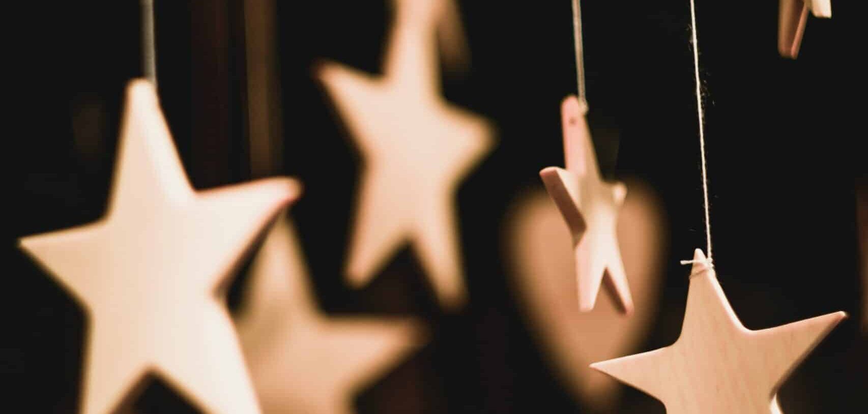 Golden wooden stars – xmas christmas decoration items